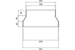 Wavin Ventiza Overgang PVC oval 235x80 mm til 195x80 mm M/S