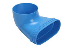 Wavin Ventiza Endestykke 90° grader PVC oval 195x80x100 mm med diameter 125 mm M/M