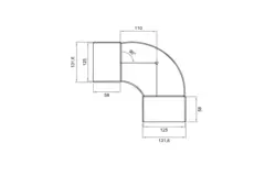 Wavin Ventiza 90 grader PVC bøjning rund 125 mm M/M