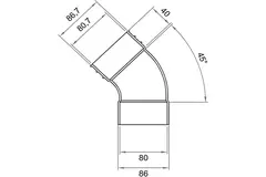 Wavin Ventiza Bøjning 45 grader PVC oval 195x80 mm vertikal M/S