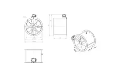 Aksial 450 mm kanalventilator - AL 450 D4 01 CFG