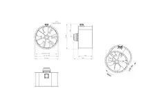 Aksial 1120 mm røggasventilator med kanal F300- AL 1120 D6 F3 03 CFG