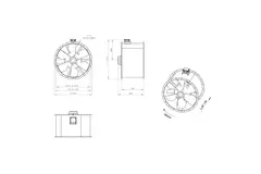 Aksial 1120 mm røggasventilator med kanal F300- AL 1120 D6 F3 02 CFG