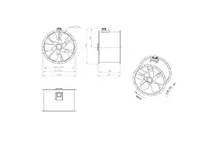 Aksial 900 mm røggasventilator med kanal F300- AL 900 D4 F3 02 CFG