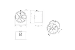 Aksial 900 mm røggasventilator med kanal F300- AL 900 D6 F3 01 CFG