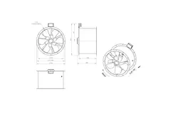 Axial 630 mm røggasventilator med kanal F300- AL 630 D4 F3 03 CFG