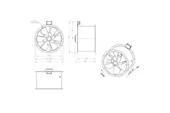 Axial 630 mm røggasventilator med kanal F300- AL 630 D6 F3 02 CFG