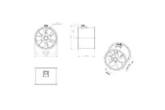 Aksial 800 mm kanalventilator røggas F400 - AL 800 D4 F4 02 CFG