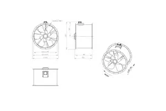 Aksial 900 mm røggasventilator med kanal F400 - AL 900 D84U F4 01 CFG