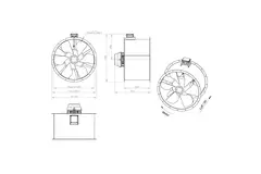 Aksial 1000 mm kanalventilator røggas F400 - AL 1000 D4 F4 04 CFG