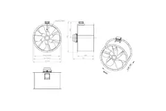 Aksial 1000 mm røggasventilator med kanal F400 - AL 1000 D6 F4 03 CFG