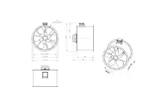 Aksial 900 mm røggasventilator med kanal F300- AL 900 D6 F3 03 CFG