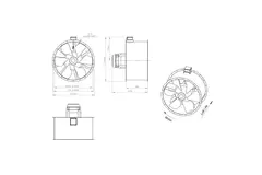 Aksial 1250 mm kanalventilator røggas F300- AL 1250 D6 F3 05 CFG