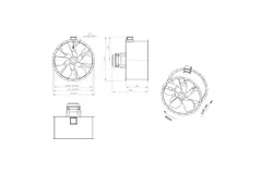 Aksial 1250 mm kanalventilator røggas F300- AL 1250 D6 F3 06 CFG