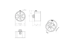 Aksial 1120 mm røggasventilator med kanal F300- AL 1120 D6 F3 05 CFG