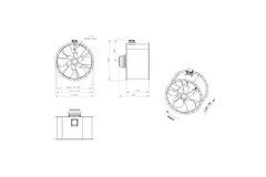 Aksial 1120 mm røggasventilator med kanal F400 - AL 1120 D6 F4 05 CFG