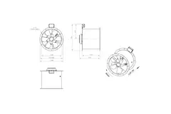 Aksial 500 mm røggasventilator med kanal F300- AL 500 D42U F3 01 CFG