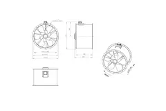 Aksial 900 mm røggasventilator med kanal F300- AL 900 D84U F3 01 CFG