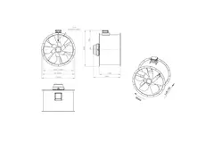Aksial 900 mm røggasventilator med kanal F300- AL 900 D84U F3 03 CFG