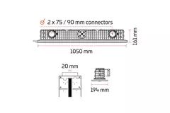 Ergovent rammeløs spaltediffusor 1050 mm med tilslutningsdiameter 75 mm - modulær - 1 spalte