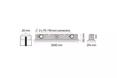 Ergovent rammeløs spaltediffusor 1000 mm med tilslutningsdiameter 90 mm - profil