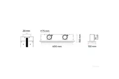 Ergovent rammeløs spaltediffusor 600 mm med tilslutningsdiameter 75 mm - profil