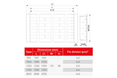 Linjediffusor i aluminium med 4 justerbare mønsterblade - 1000 mm - RAL 9016
