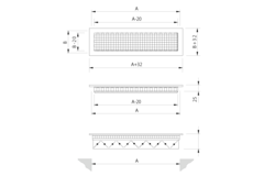 Væggitter i aluminium med fast gitter - med friktionsfjedre - 200x100 mm - RAL 9010