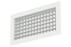 Dobbelt justerbart væggitter i aluminium med reguleringsspjæld - med friktionsfjedre - 600x100 mm - RAL 9016