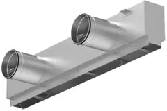 Aluminiumsgitter med 2 justerbare mønsterplader – 1500 mm – RAL 9010 + akustisk isoleret plenum med luftstrømsreguleringsventil