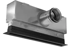 Aluminiumsgitter med 1 justerbart mønsterblad – 1000 mm – RAL 9005 + akustisk isoleret plenum med luftstrømsreguleringsventil