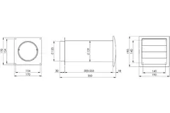 Ventilationssæt gennem væg SPK4 Ø 125 mm med bevægelige blade