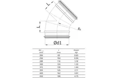 Rund spiralbøjning 45°, Ø250 mm, til spiralrør