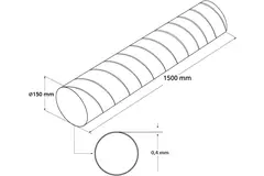 Spirorør, diameter 150 mm, længde 1,5 meter – rundt, galvaniseret