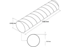 Spiralrør, diameter 160 mm, længde 1,5 meter – Galvaniseret