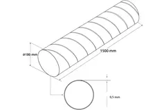 Spirorør, diameter 180 mm, længde 1,5 meter – rundt, galvaniseret