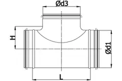 T-stykke Ø250 mm med samlestykke Ø100 mm til spiralrør (90°)