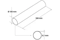 Rundt ventilationsrør i plast 100 mm - 0,5 meter A100-0,5