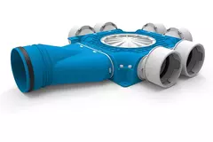 UniflexPlus kompositfordeler 6x Ø 90 mm med vandret muffe Ø 125 mm