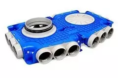 Vent-Axia UniflexPlus-kompositfordeler 18 x Ø 69 mm sideindgangstuds Ø 180 mm