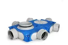 UniflexPlus ventilation hoveddistributionsboks 6x Ø 90 mm med muffe Ø 125 mm.
