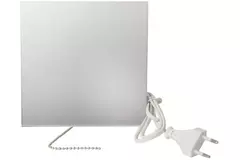 Badeværelsesventilator Ø 100 mm med træksnor og strømstik – frontpanel i satin sølvfarvet glas