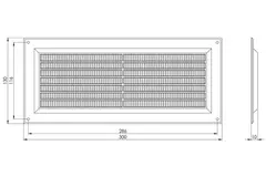 Rektangulær ventilationsrist med rist 130x300 hvid - VR1330