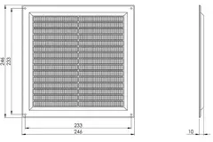Firkantet ventilationsrist med rist 250x250 mm hvid - VR2525Y