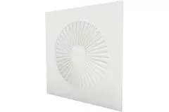 Firkantet hvirveldiffusor 600 x 600, 350 mm faste ventilatorblade og uisoleret trykfordelingsboks med 160 mm tilslutning på siden - RAL 9010